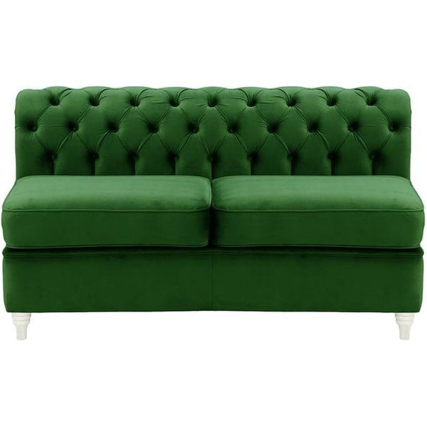 Chesterfield 2 Seater Modular Unit (2CP), dark green, Leg colour: white