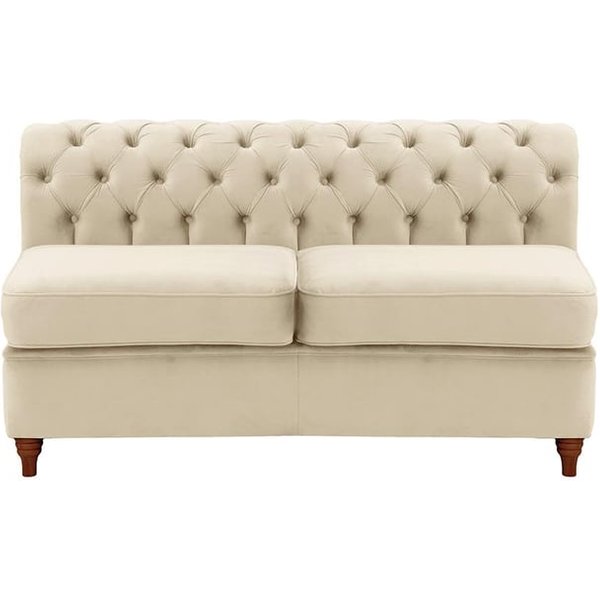 Chesterfield 2 Seater Modular Unit (2CP), light beige, Leg colour: dark oak