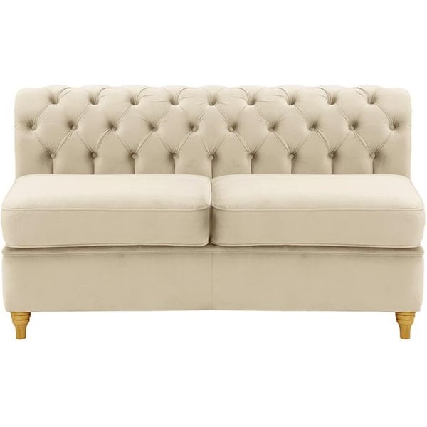 Chesterfield 2 Seater Modular Unit (2CP), light beige, Leg colour: like oak