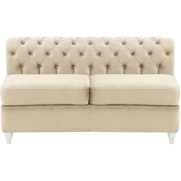 Chesterfield 2 Seater Modular Unit (2CP), light beige, Leg colour: white