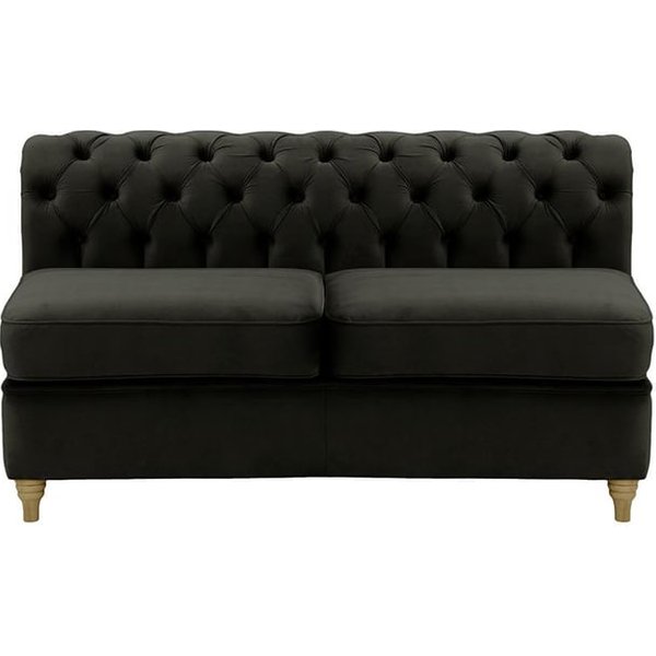 Chesterfield 2 Seater Modular Unit (2CP), black, Leg colour: wax black