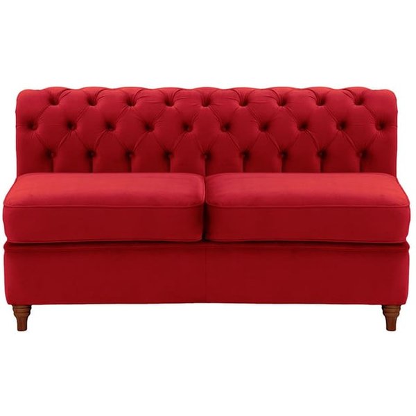 Chesterfield 2 Seater Modular Unit (2CP), dark red, Leg colour: dark oak