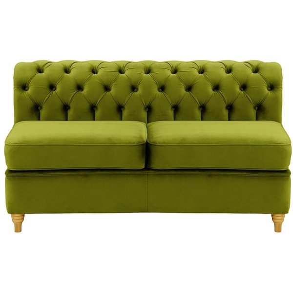 Chesterfield 2 Seater Modular Unit (2CP), olive green, Leg colour: like oak