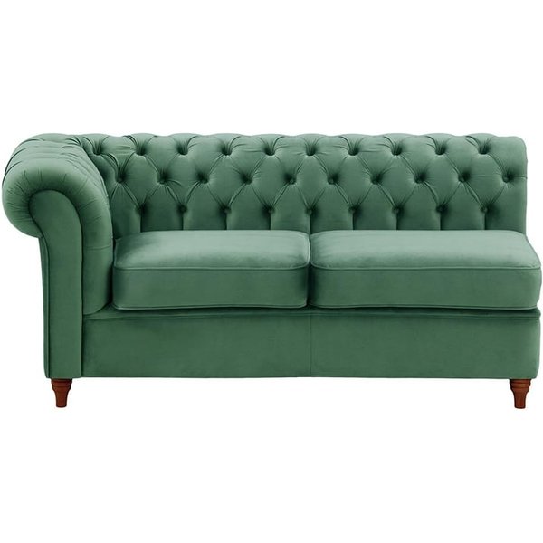 Chesterfield 2 Seater LHF Corner Modular Unit (2L), dirty blue, Leg colour: dark oak