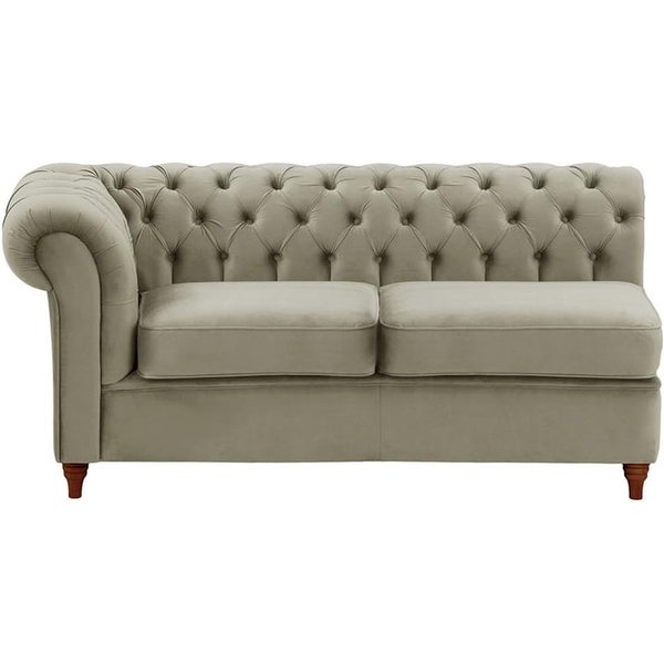 Chesterfield 2 Seater LHF Corner Modular Unit (2L), grey, Leg colour: dark oak