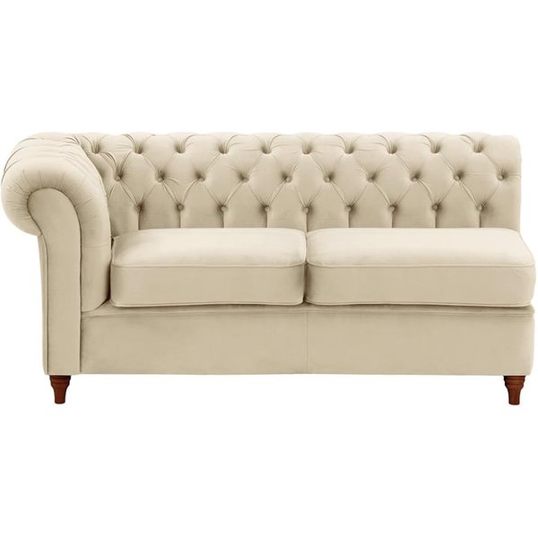 Chesterfield 2 Seater LHF Corner Modular Unit (2L), light beige, Leg colour: dark oak