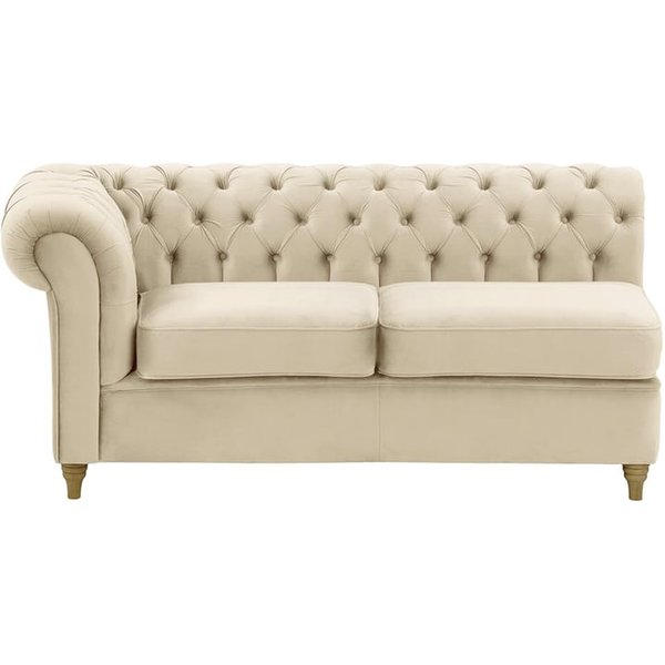 Chesterfield 2 Seater LHF Corner Modular Unit (2L), light beige, Leg colour: wax black