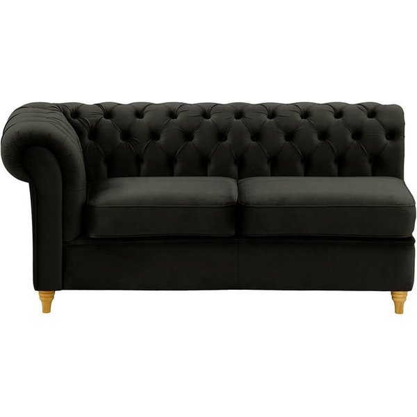 Chesterfield 2 Seater LHF Corner Modular Unit (2L), black, Leg colour: like oak