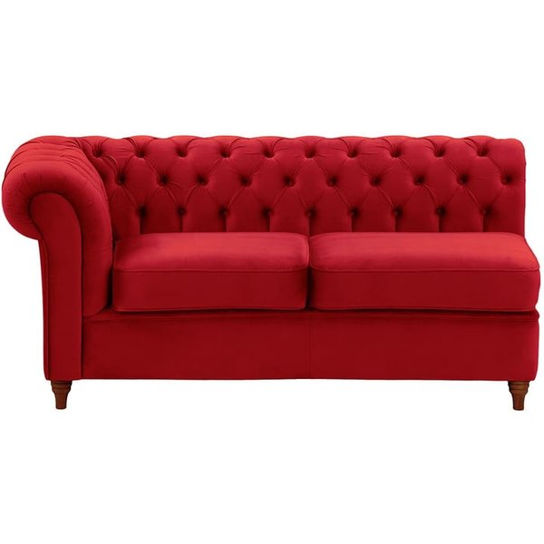 Chesterfield 2 Seater LHF Corner Modular Unit (2L), dark red, Leg colour: dark oak