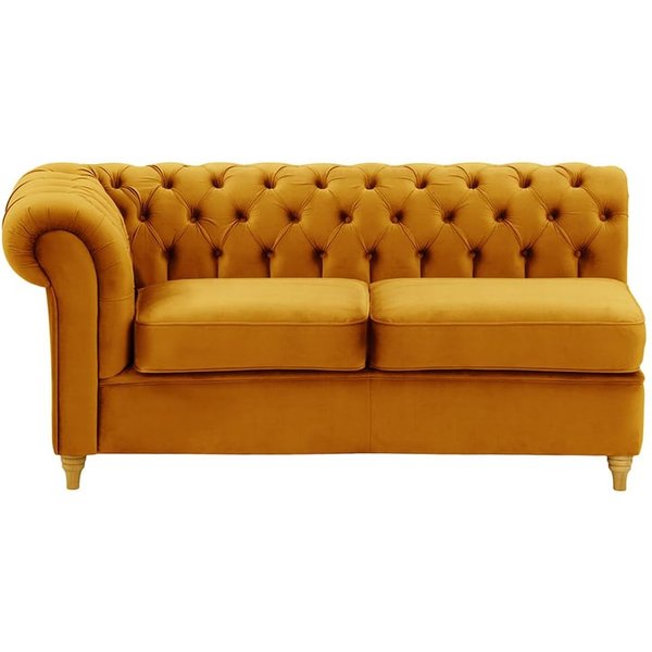 Chesterfield 2 Seater LHF Corner Modular Unit (2L), mustard, Leg colour: like oak