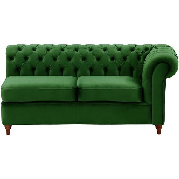 Chesterfield 2 Seater RHF Corner Modular Unit (2R), dark green, Leg colour: dark oak