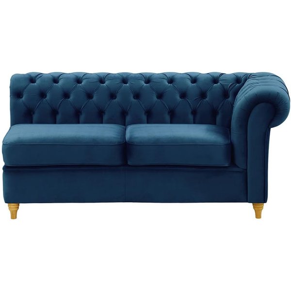 Chesterfield 2 Seater RHF Corner Modular Unit (2R), blue, Leg colour: like oak