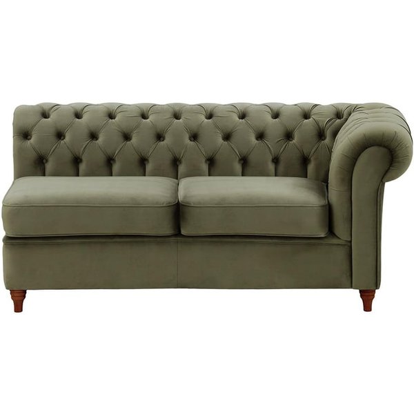 Chesterfield 2 Seater RHF Corner Modular Unit (2R), graphite, Leg colour: dark oak