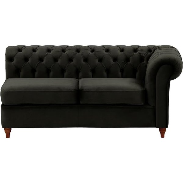 Chesterfield 2 Seater RHF Corner Modular Unit (2R), black, Leg colour: dark oak