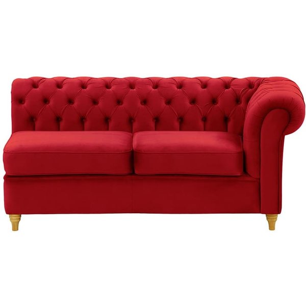 Chesterfield 2 Seater RHF Corner Modular Unit (2R), dark red, Leg colour: like oak