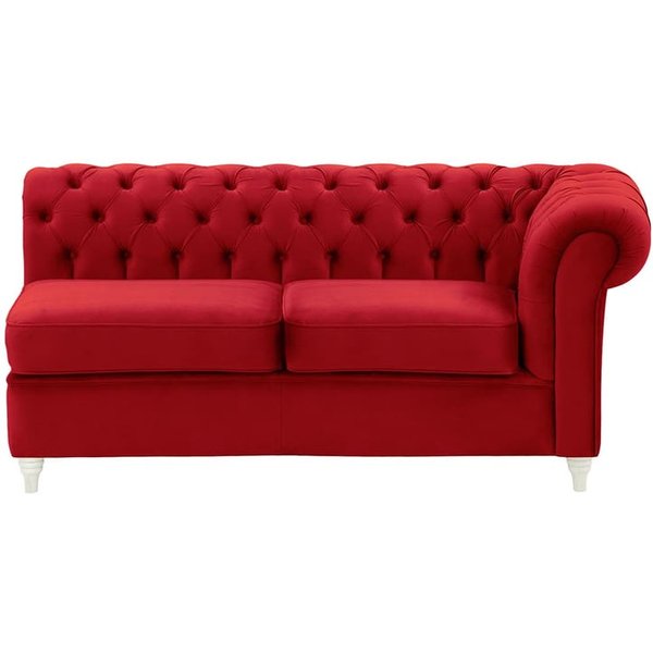 Chesterfield 2 Seater RHF Corner Modular Unit (2R), dark red, Leg colour: white