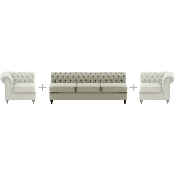 Chesterfield 3 Seater Modular Unit (3CP), grey, Leg colour: aveo