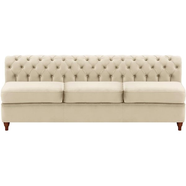 Chesterfield 3 Seater Modular Unit (3CP), light beige, Leg colour: dark oak