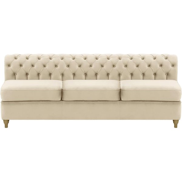 Chesterfield 3 Seater Modular Unit (3CP), light beige, Leg colour: wax black