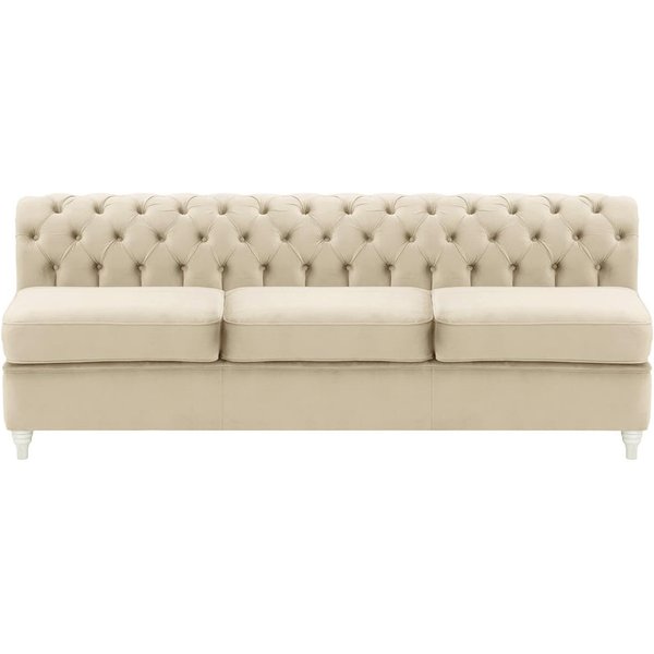 Chesterfield 3 Seater Modular Unit (3CP), light beige, Leg colour: white