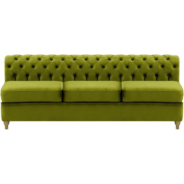 Chesterfield 3 Seater Modular Unit (3CP), olive green, Leg colour: wax black
