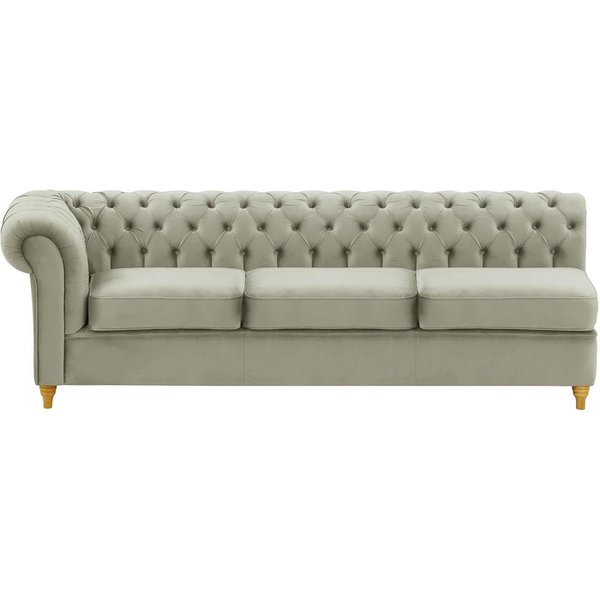Chesterfield 3 Seater LHF Corner Modular Unit (3L), silver, Leg colour: like oak