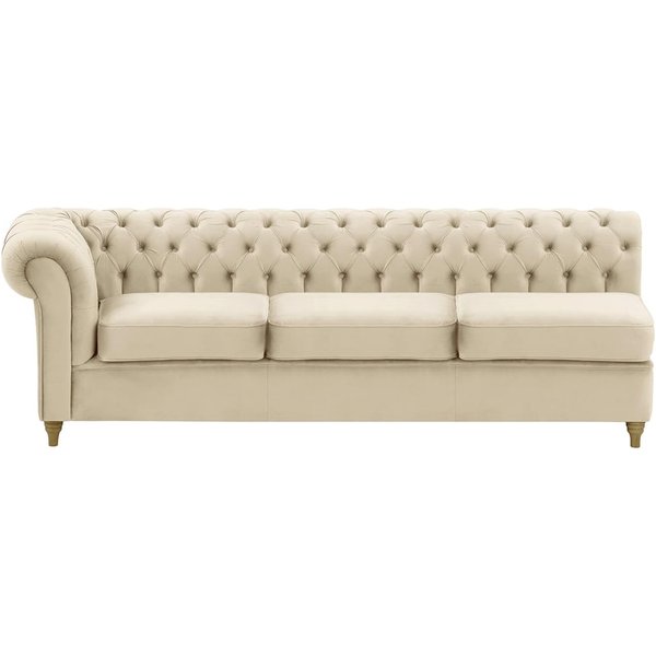 Chesterfield 3 Seater LHF Corner Modular Unit (3L), light beige, Leg colour: wax black