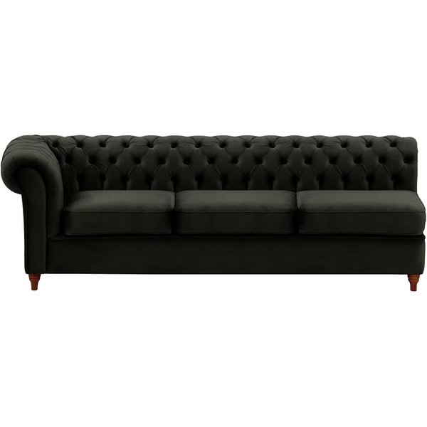 Chesterfield 3 Seater LHF Corner Modular Unit (3L), black, Leg colour: dark oak