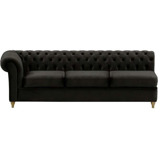 Chesterfield 3 Seater LHF Corner Modular Unit (3L), black, Leg colour: wax black