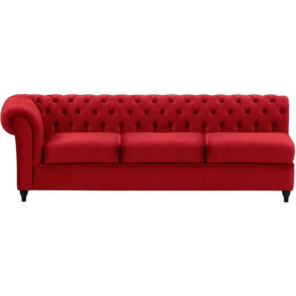 Chesterfield 3 Seater LHF Corner Modular Unit (3L), dark red, Leg colour: black