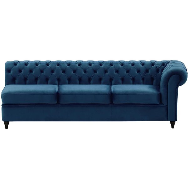 Chesterfield 3 Seater RHF Corner Modular Unit (3R), blue, Leg colour: black