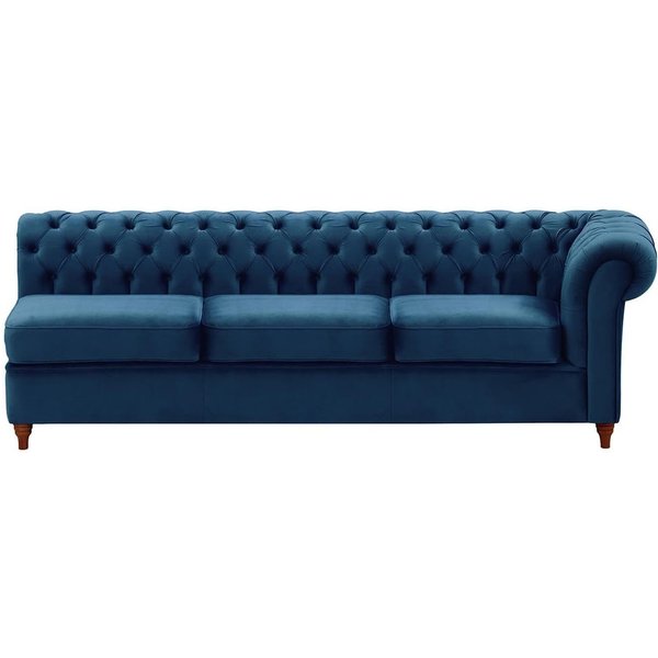 Chesterfield 3 Seater RHF Corner Modular Unit (3R), blue, Leg colour: dark oak