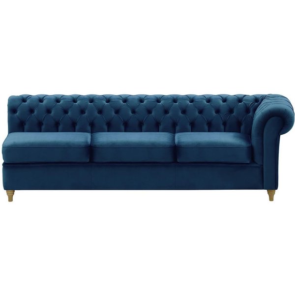 Chesterfield 3 Seater RHF Corner Modular Unit (3R), blue, Leg colour: wax black