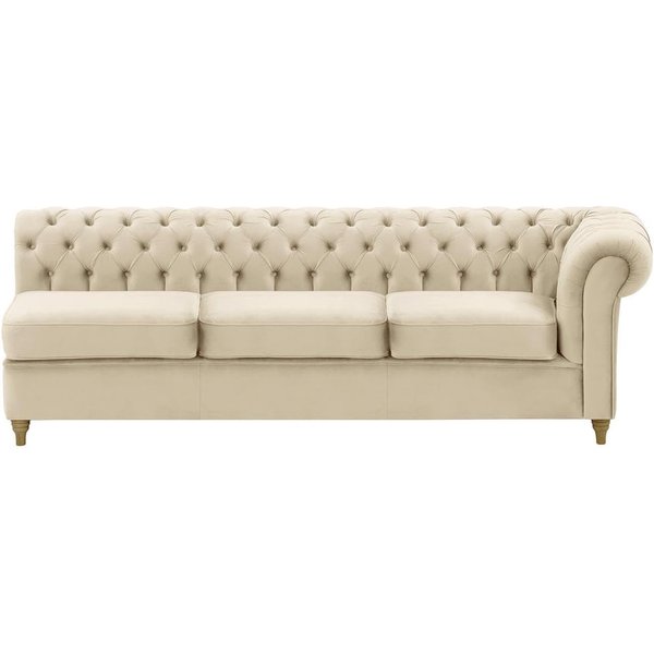 Chesterfield 3 Seater RHF Corner Modular Unit (3R), light beige, Leg colour: wax black