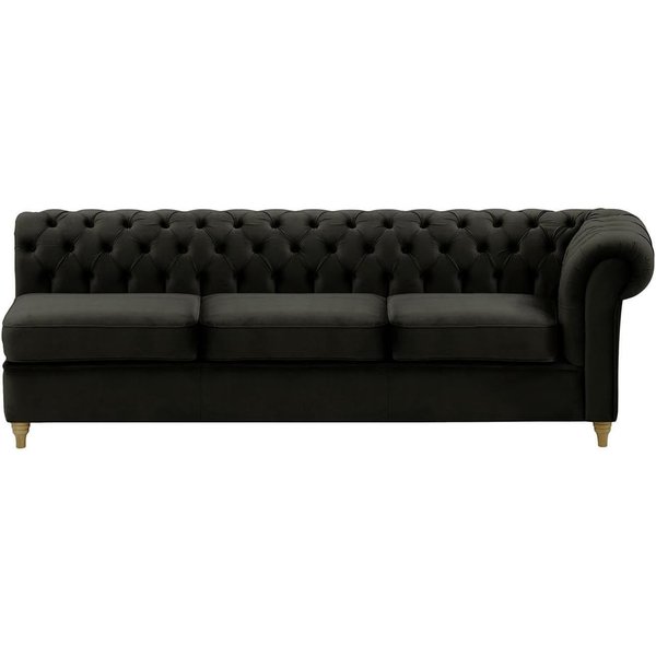 Chesterfield 3 Seater RHF Corner Modular Unit (3R), black, Leg colour: wax black