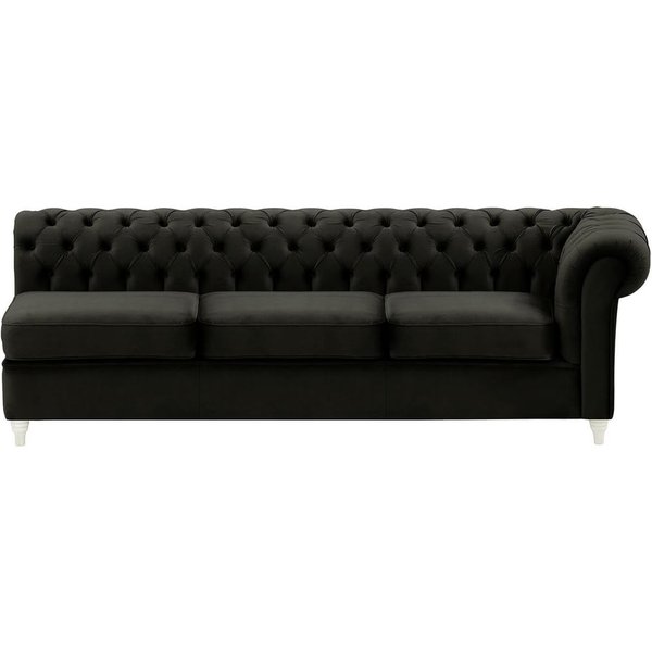 Chesterfield 3 Seater RHF Corner Modular Unit (3R), black, Leg colour: white