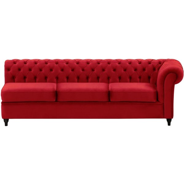Chesterfield 3 Seater RHF Corner Modular Unit (3R), dark red, Leg colour: black