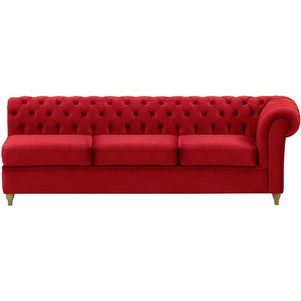 Chesterfield 3 Seater RHF Corner Modular Unit (3R), dark red, Leg colour: wax black