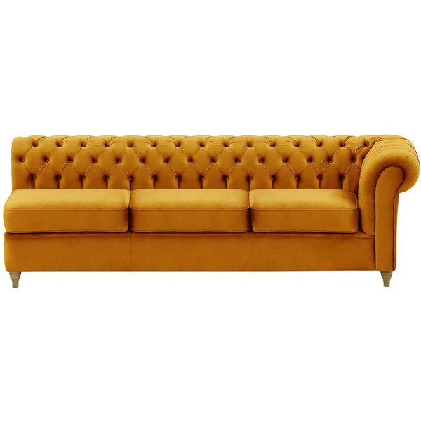 Chesterfield 3 Seater RHF Corner Modular Unit (3R), mustard, Leg colour: wax black