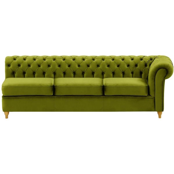 Chesterfield 3 Seater RHF Corner Modular Unit (3R), olive green, Leg colour: like oak