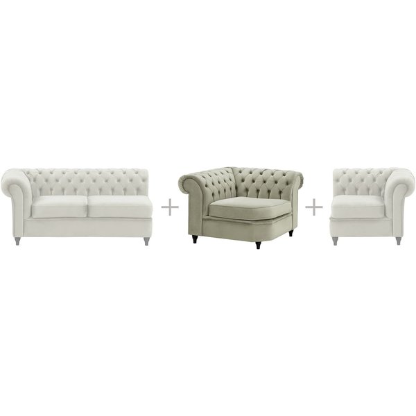 Chesterfield Corner Modular Unit (CM), grey, Leg colour: aveo