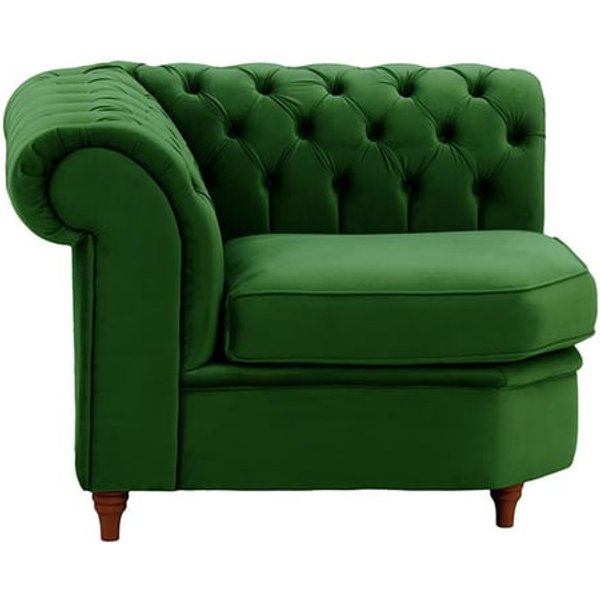 Chesterfield Corner Modular Unit (CM), dark green, Leg colour: dark oak