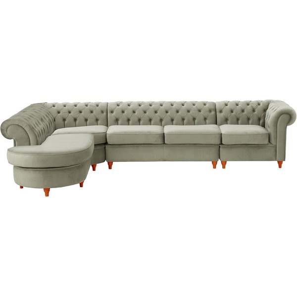 Chesterfield LHF 4-piece Corner Modular Sofa, silver, Leg colour: aveo