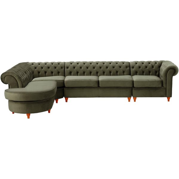 Chesterfield LHF 4-piece Corner Modular Sofa, graphite, Leg colour: aveo