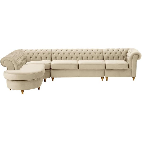 Chesterfield LHF 4-piece Corner Modular Sofa, light beige, Leg colour: like oak