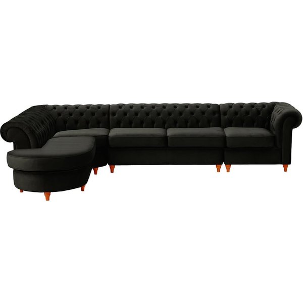 Chesterfield LHF 4-piece Corner Modular Sofa, black, Leg colour: aveo