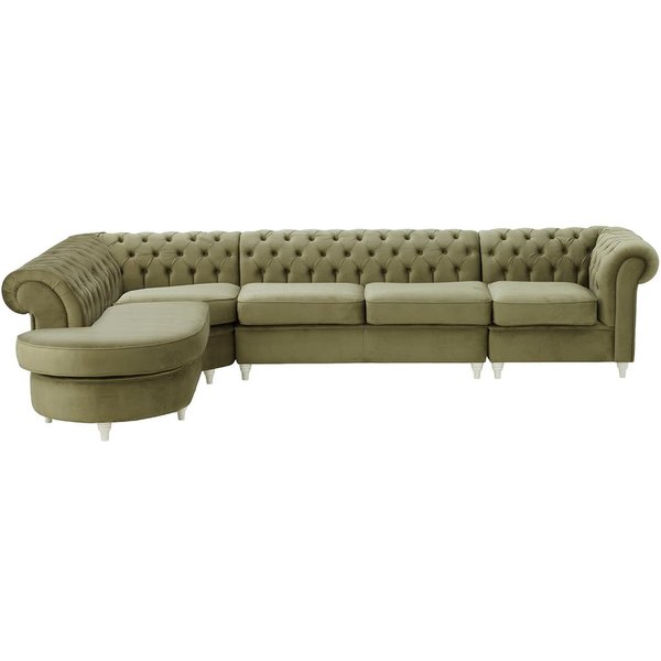 Chesterfield LHF 4-piece Corner Modular Sofa, mink, Leg colour: white