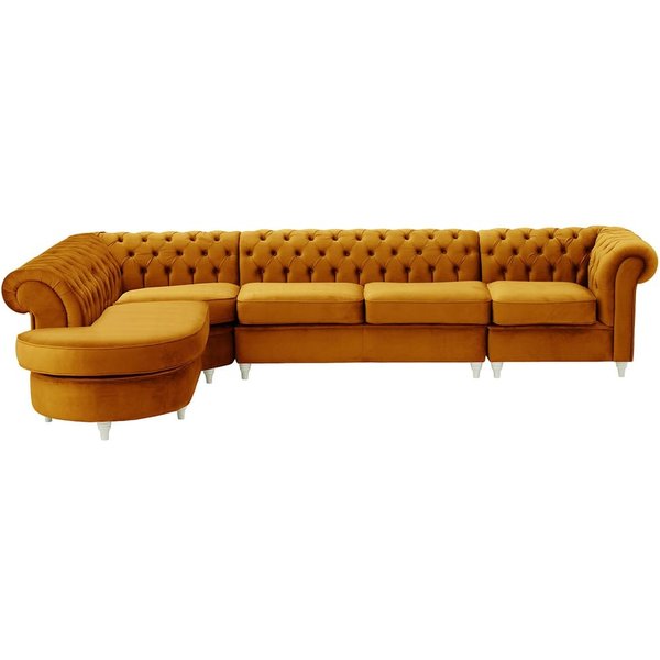 Chesterfield LHF 4-piece Corner Modular Sofa, mustard, Leg colour: white