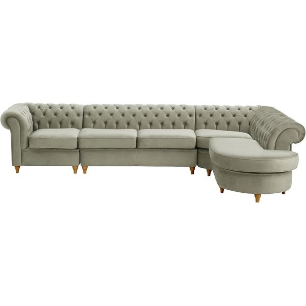 Chesterfield RHF 4-piece Corner Modular Sofa, silver, Leg colour: like oak