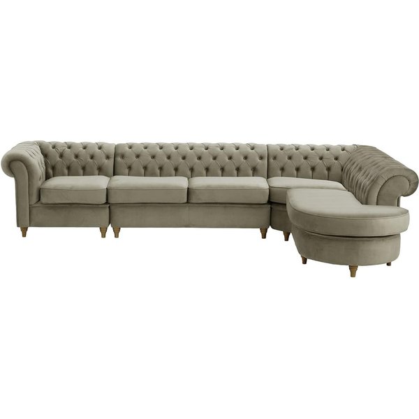 Chesterfield RHF 4-piece Corner Modular Sofa, grey, Leg colour: wax black